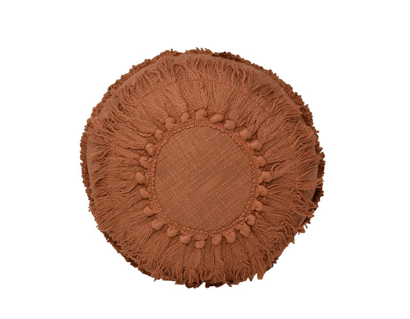Terracotta rounded bohemian-style cushion