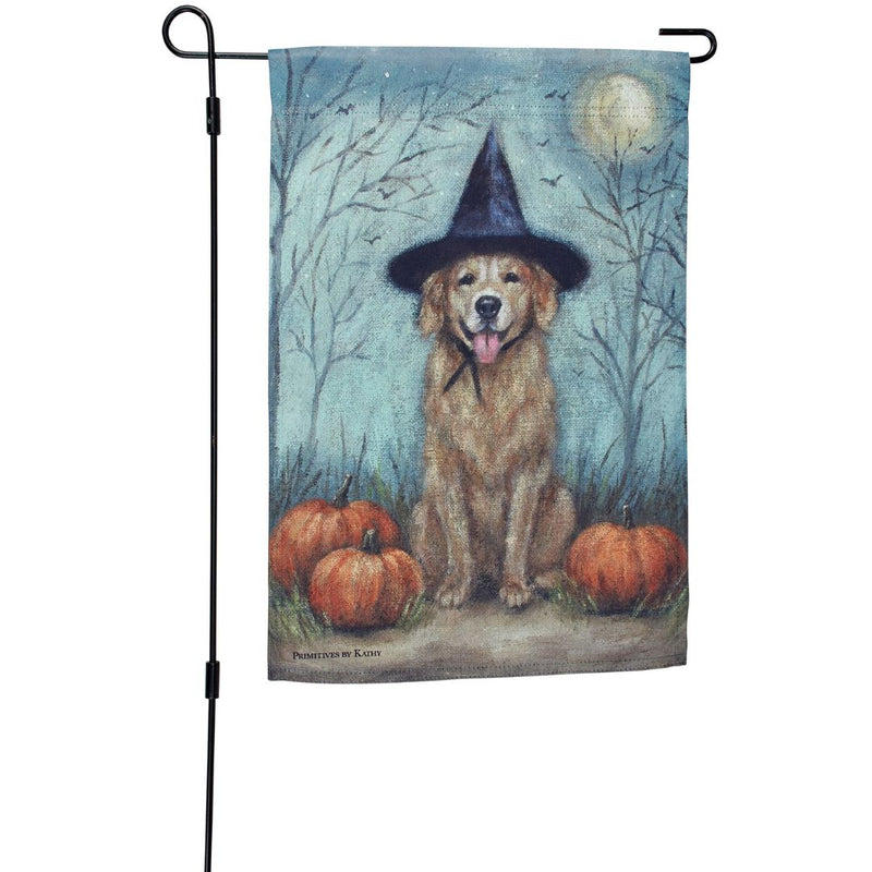 Garden Flag Witch Dog
