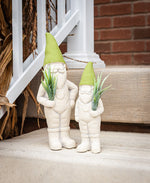 Small Garden Gnome with Plant - Green
