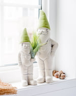 Small Garden Gnome with Plant - Green
