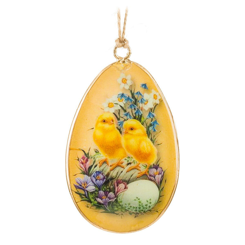 Easter Ornament - Chick & Flowers Egg