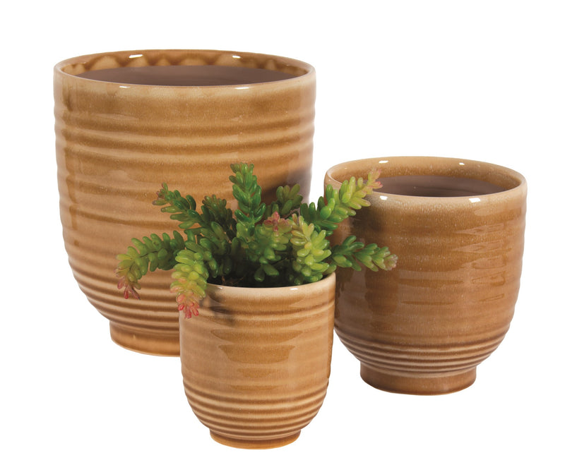 Large Ribbed Planter - Wheat