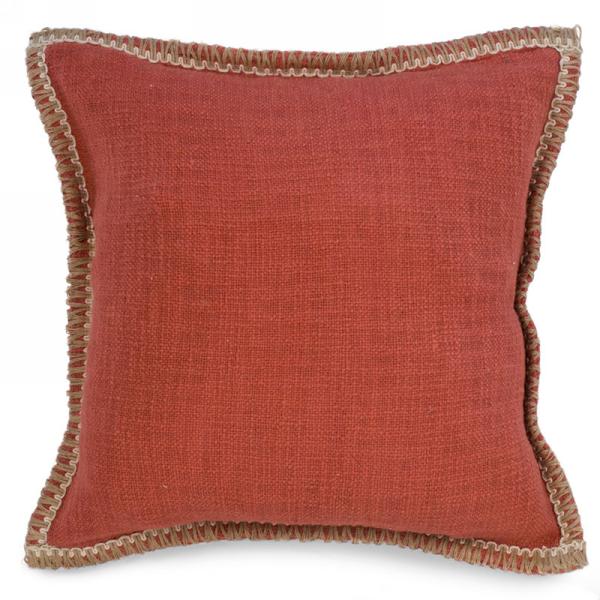 Cushion with Jute Trim - Orange