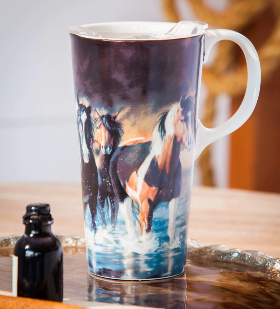 Ceramic Travel Cup - Horses