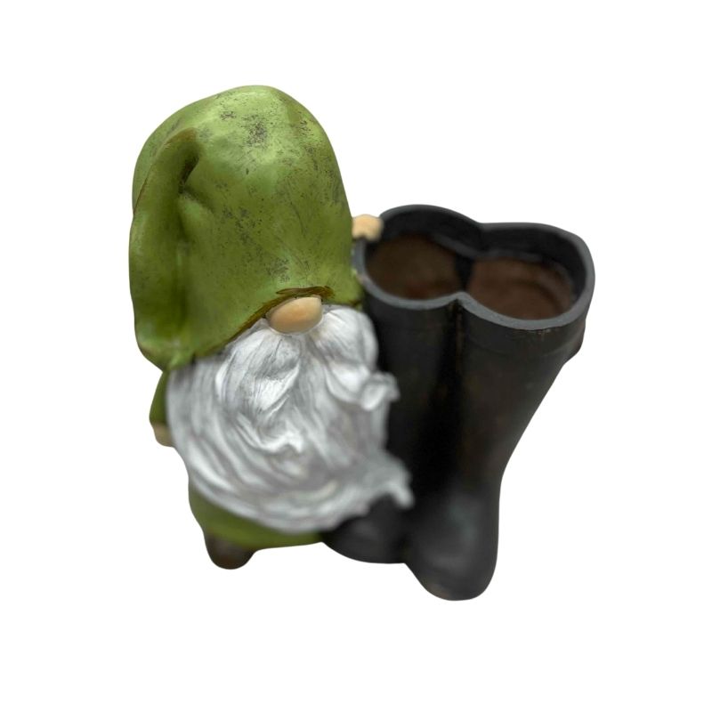 Gnome With Boots Planter - Green, black and white